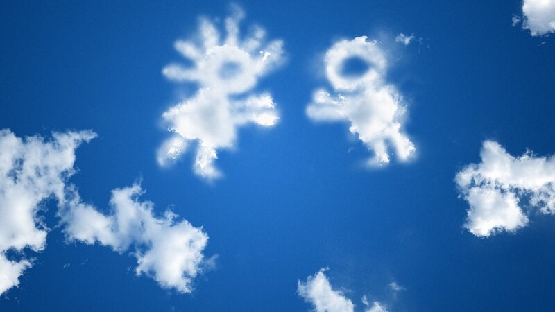 Clouds Shaped Like Figures — Blue, Serene, Afternoon, Photograph, Sky