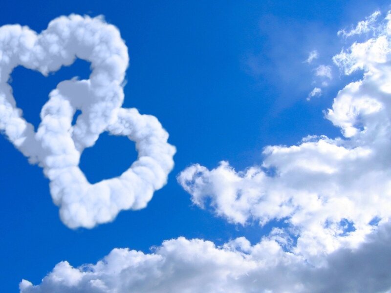Clouds Shaped Like Hearts — Blue, Serene, Afternoon, Photograph