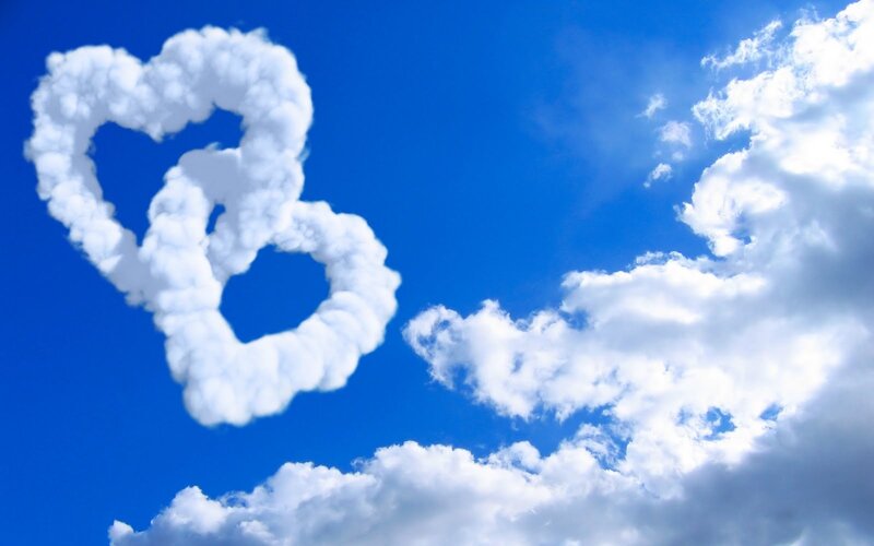 Clouds Shaped Like Hearts — Blue, Serene, Afternoon