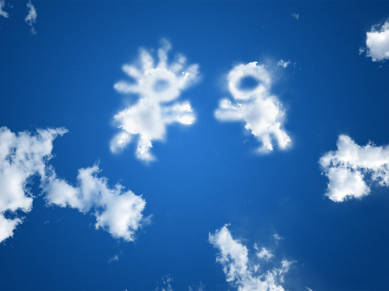 Clouds shaped like stick figures