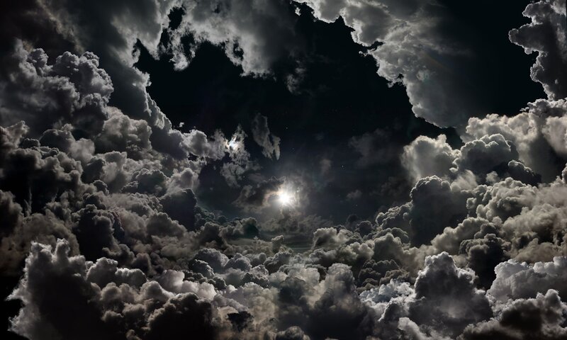 Clouds with Sun Behind — Gray, Dramatic