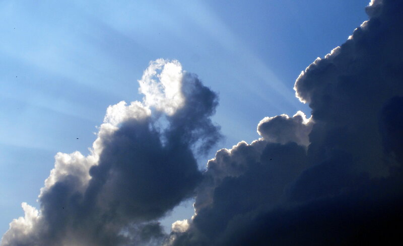 Clouds with Sun Rays — Blue, Dramatic, Afternoon, Photograph, Sunlight, Sky