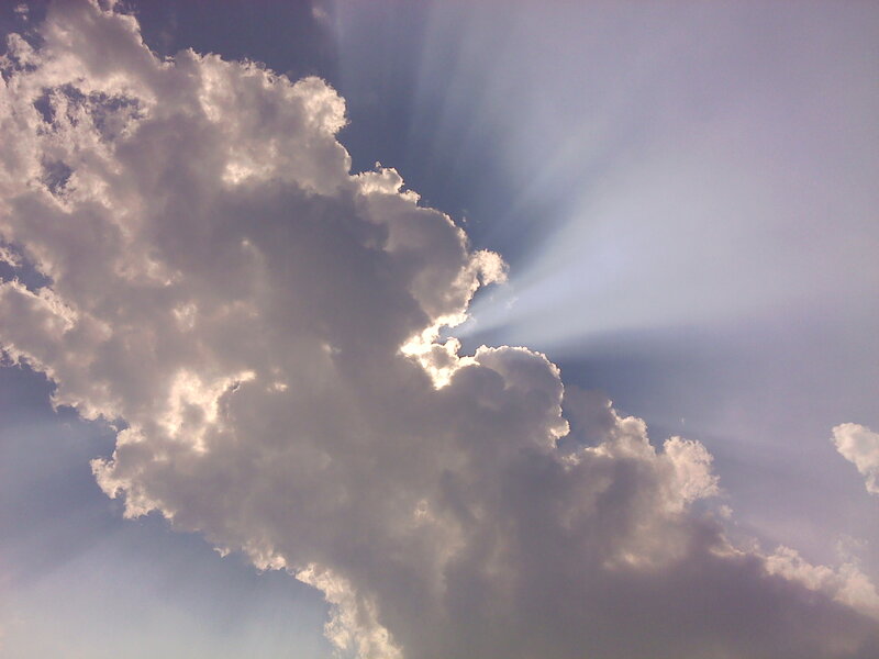 Clouds with Sun Rays — Blue, Dramatic, Afternoon, Photograph