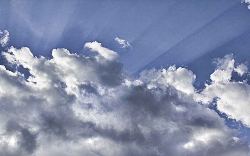 Clouds with Sun Rays — Blue, Dramatic, Afternoon