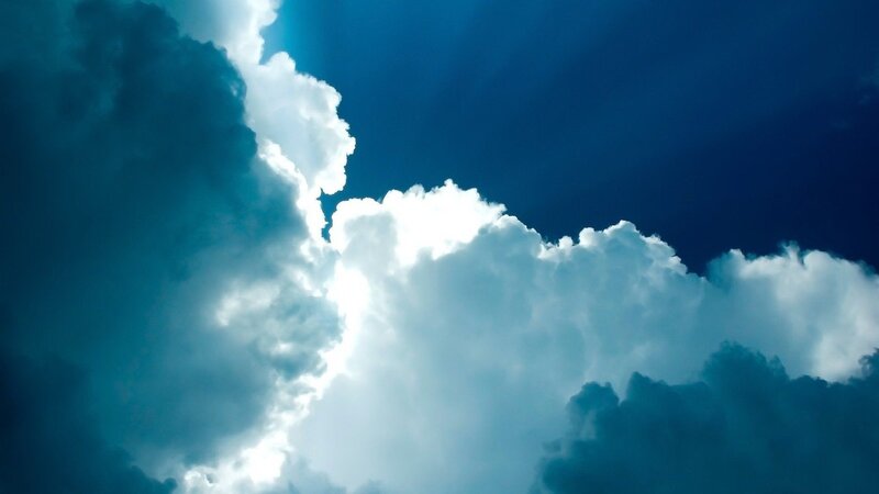 Clouds with Sun Rays — Blue, Dramatic, Photograph, Sunlight