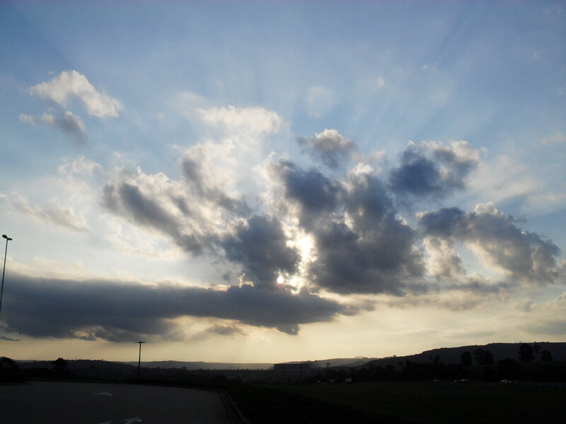 Clouds with Sun Rays — Blue, Dramatic, Sunset, Photograph