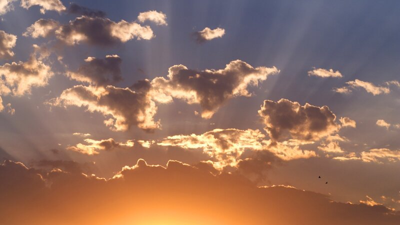 Clouds with Sun Rays — Orange, Dramatic, Sunset