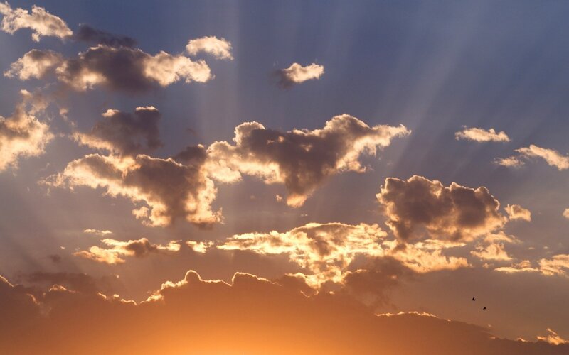 Clouds with Sun Rays — Orange, Dramatic