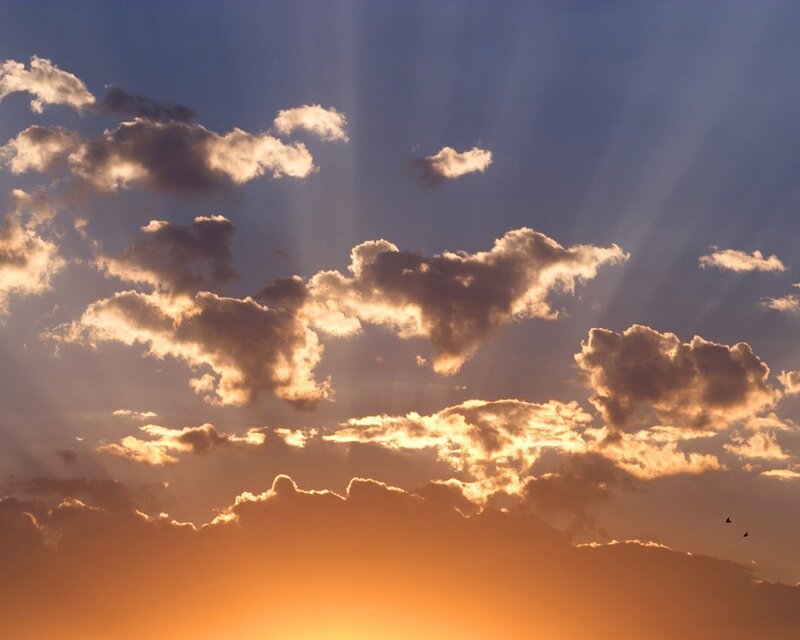 Clouds with Sun Rays — Orange