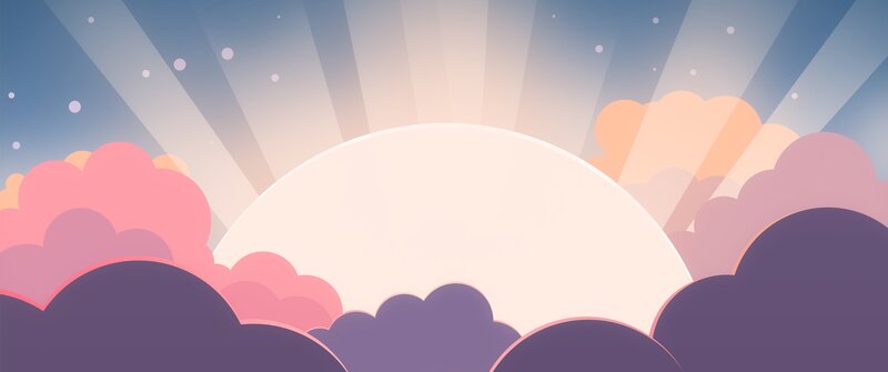 Clouds with Sun Rays — Purple, Serene