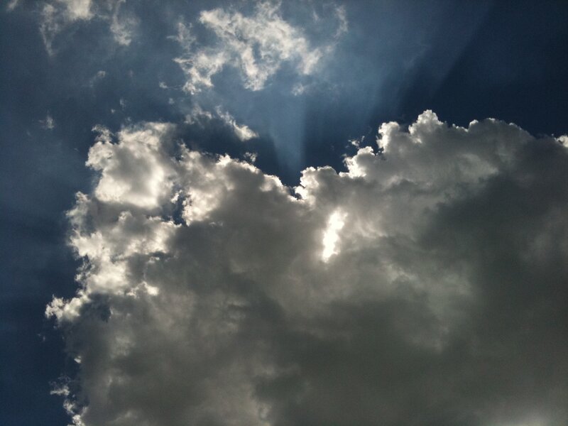 Clouds with Sun Rays — White, Dramatic