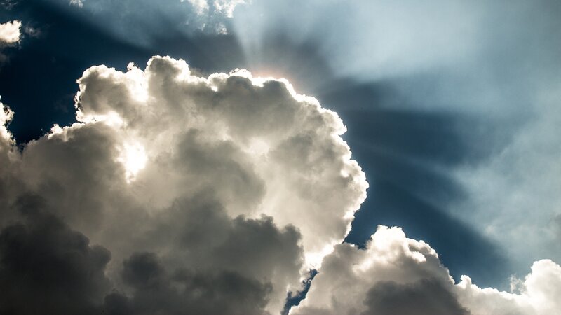 Clouds with Sun Rays — White