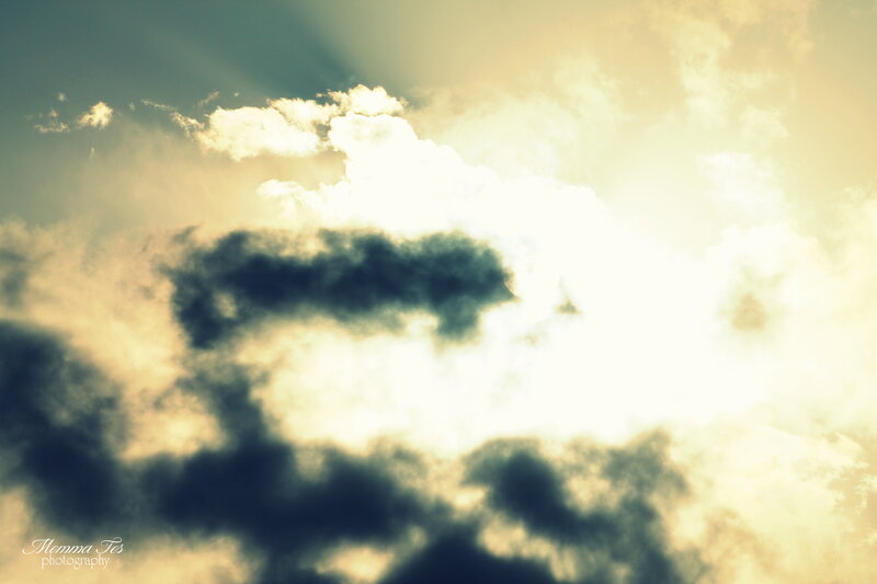 Clouds with Sun Rays — Yellow