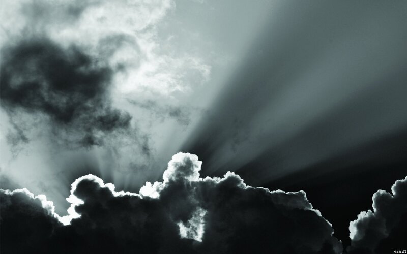 Clouds with Sunbeams — Black, Dramatic