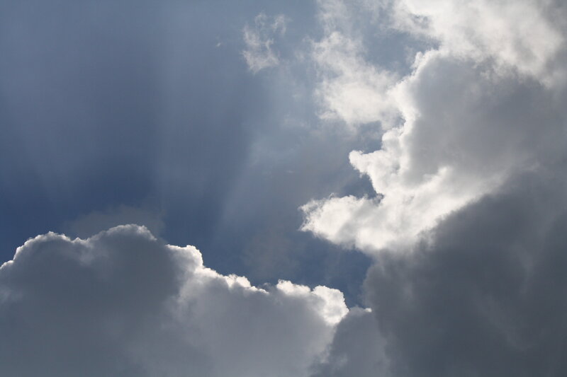 Clouds with Sunbeams — Blue, Dramatic, Afternoon