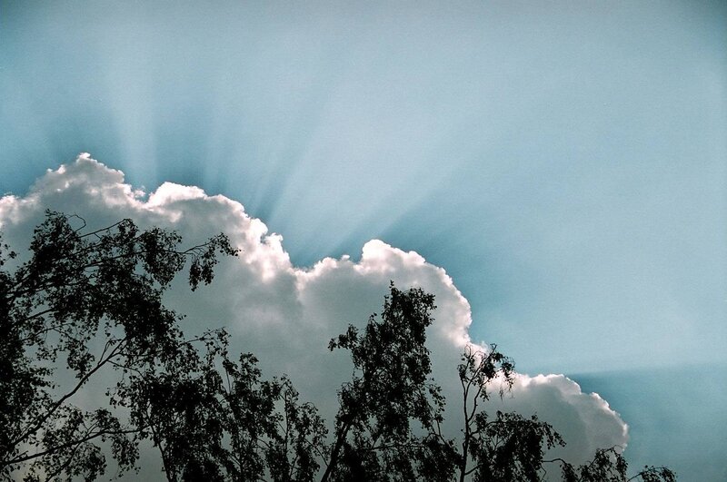 Clouds with Sunbeams — Blue, Dramatic
