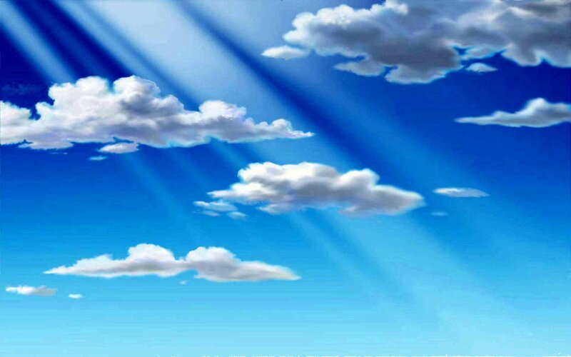 Clouds with Sunbeams — Blue, Serene