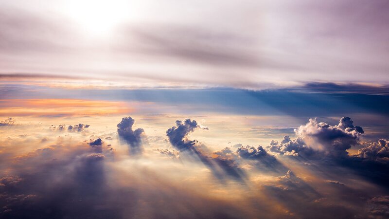 Clouds with Sunbeams — Orange, Dramatic, Sunset