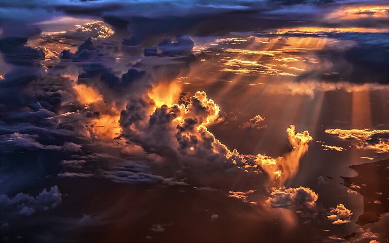 Clouds with Sunbeams — Orange, Dramatic