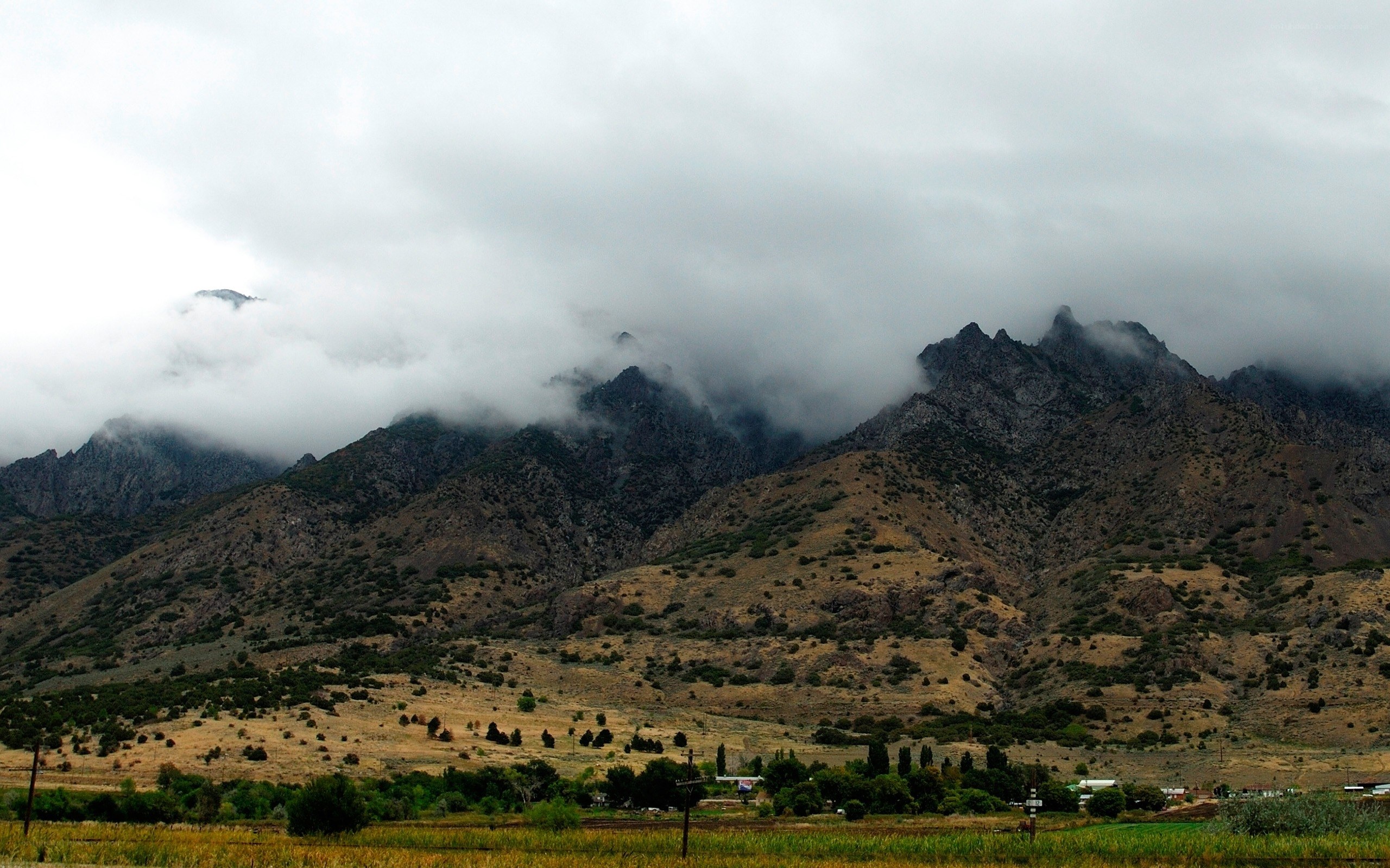 Cloudy mountains and valley