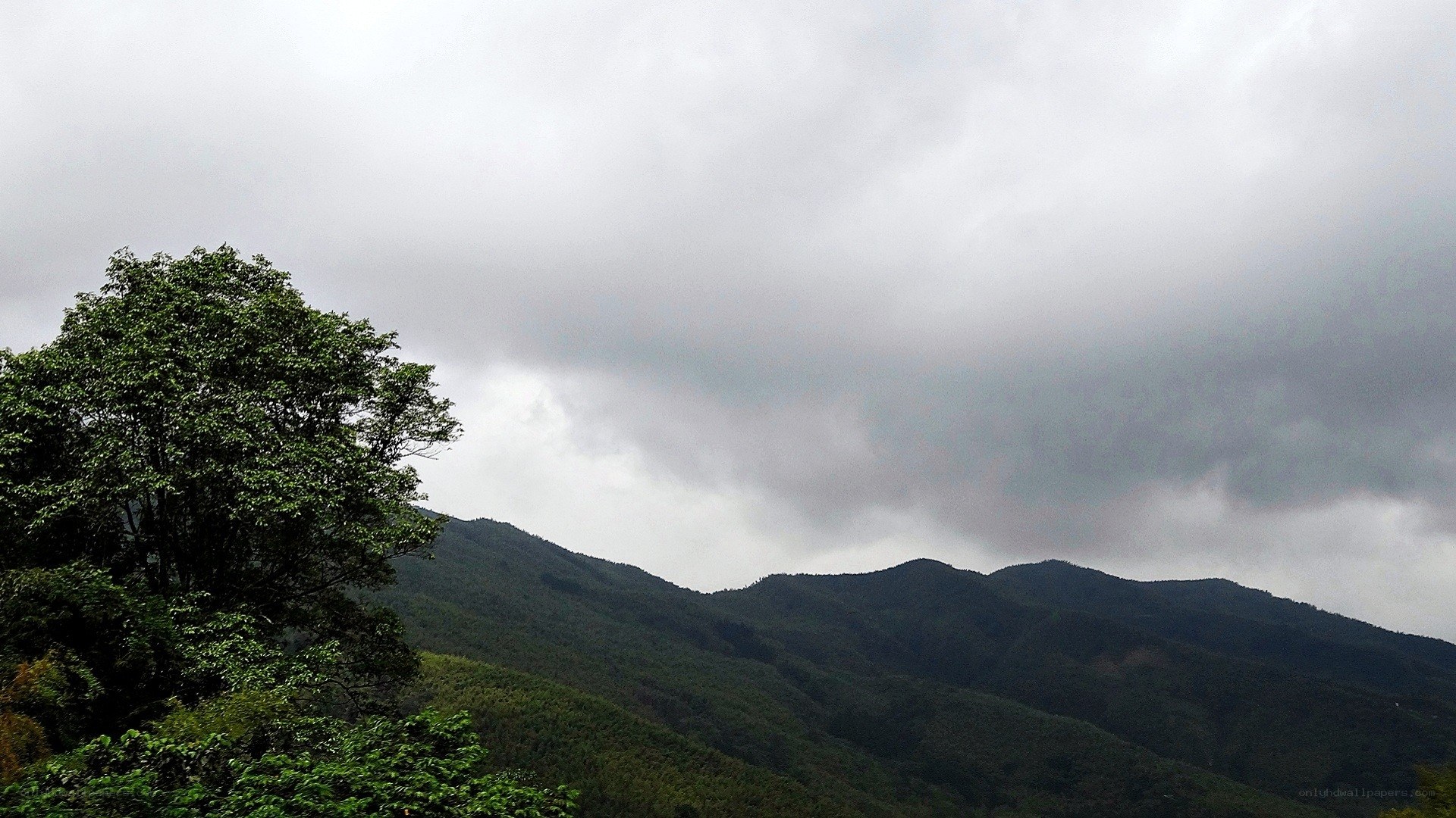 Cloudy mountains landscape