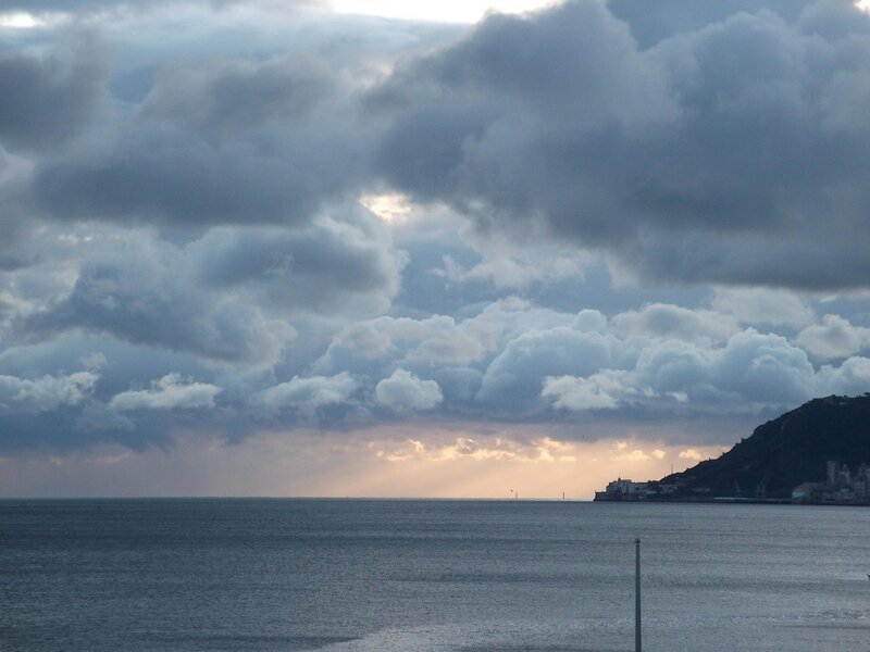 Cloudy sea view at dusk