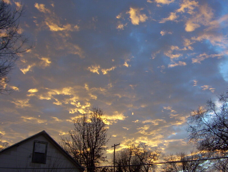 Cloudy Sky at Sunset — Blue, Dramatic, Photograph