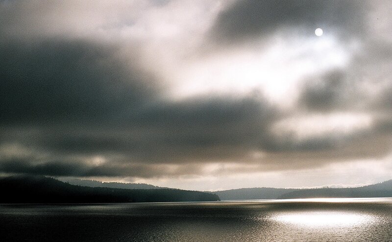 Cloudy sky over a calm lake