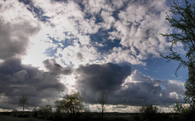 Cloudy sky over a field