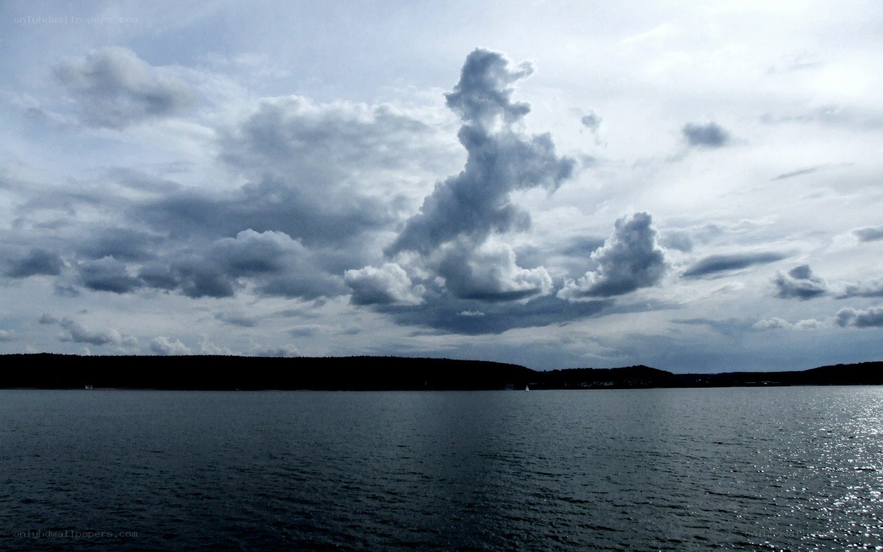 Cloudy sky over a lake