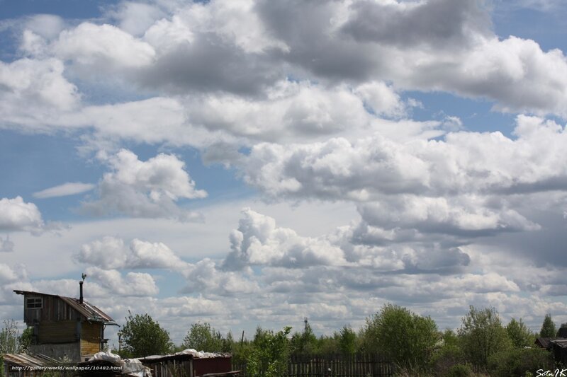 Cloudy sky over a village
