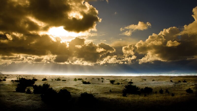 Cloudy Sky over Beach — Yellow, Dramatic