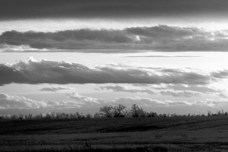 Cloudy Sky over Field — Black
