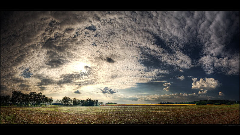 Cloudy Sky over Field — Gray, Dramatic