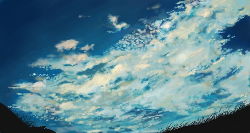 cloudy sky over grass