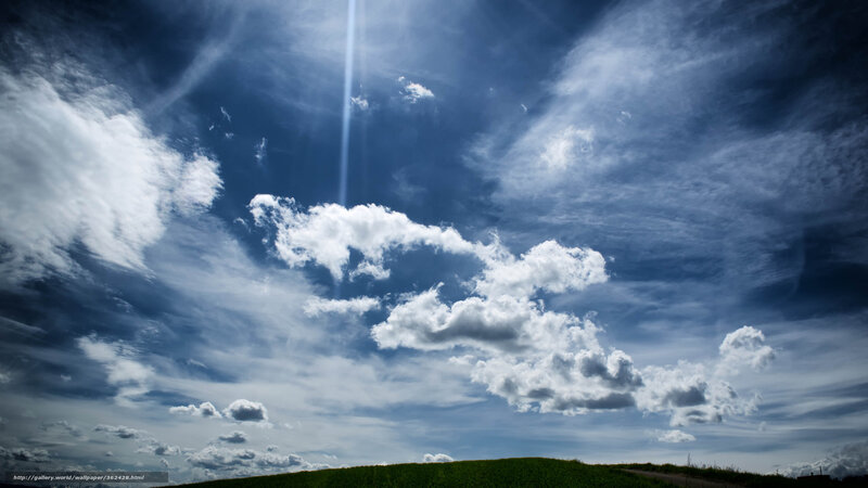 Cloudy Sky over Hill — Blue