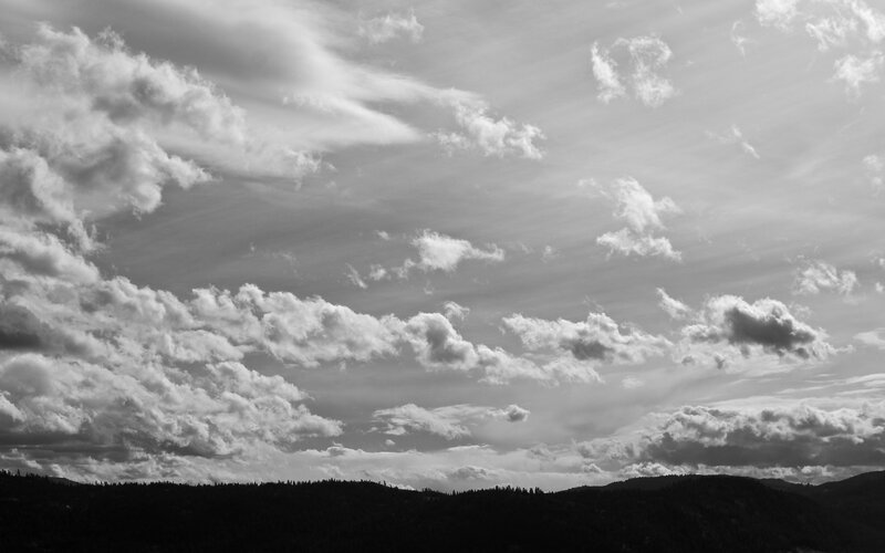 Cloudy Sky over Hills — Black