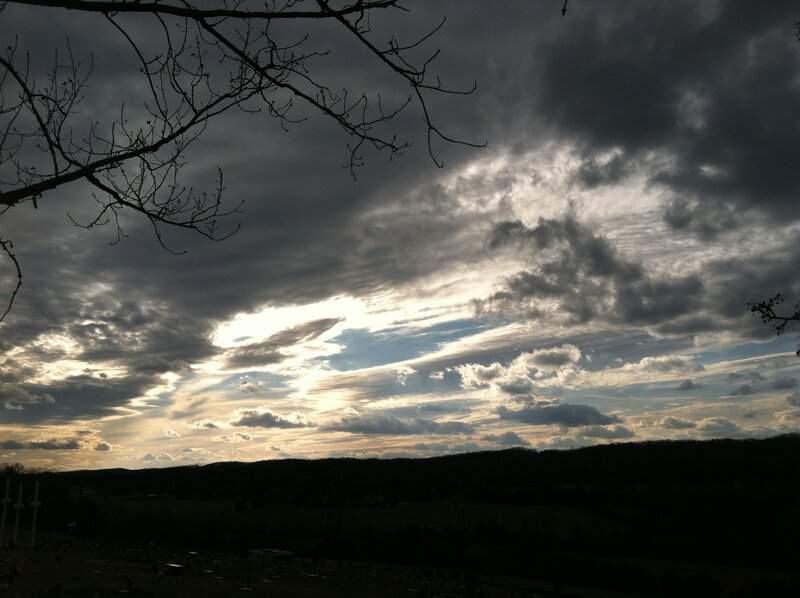 Cloudy Sky over Hills — Gray