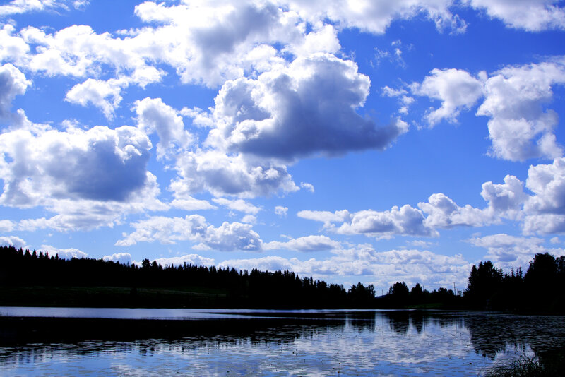 Cloudy Sky over Lake — Blue