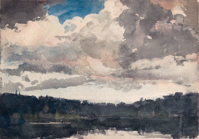 Cloudy Sky over Lake — Gray, Dramatic
