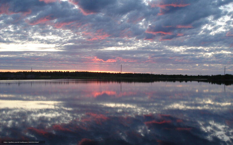 Cloudy Sky over Lake — Purple