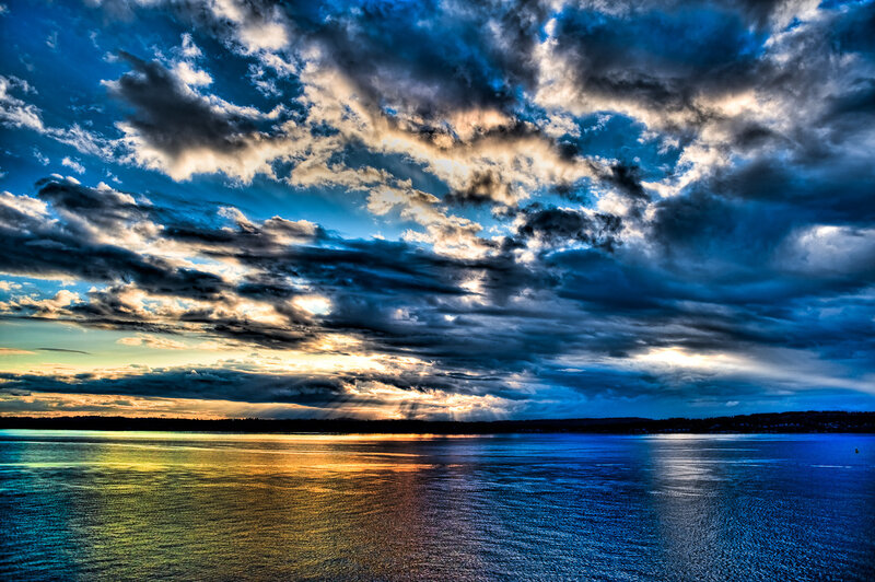 Cloudy Sky over Water — Blue