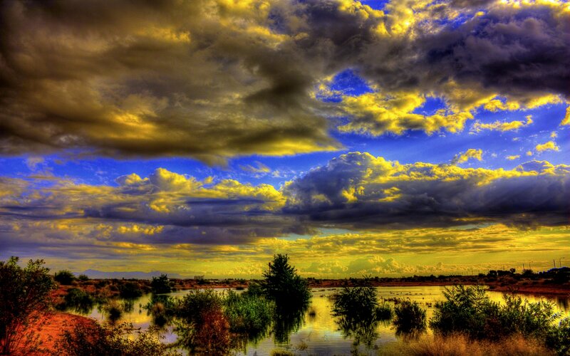 Cloudy Sky over Wetland