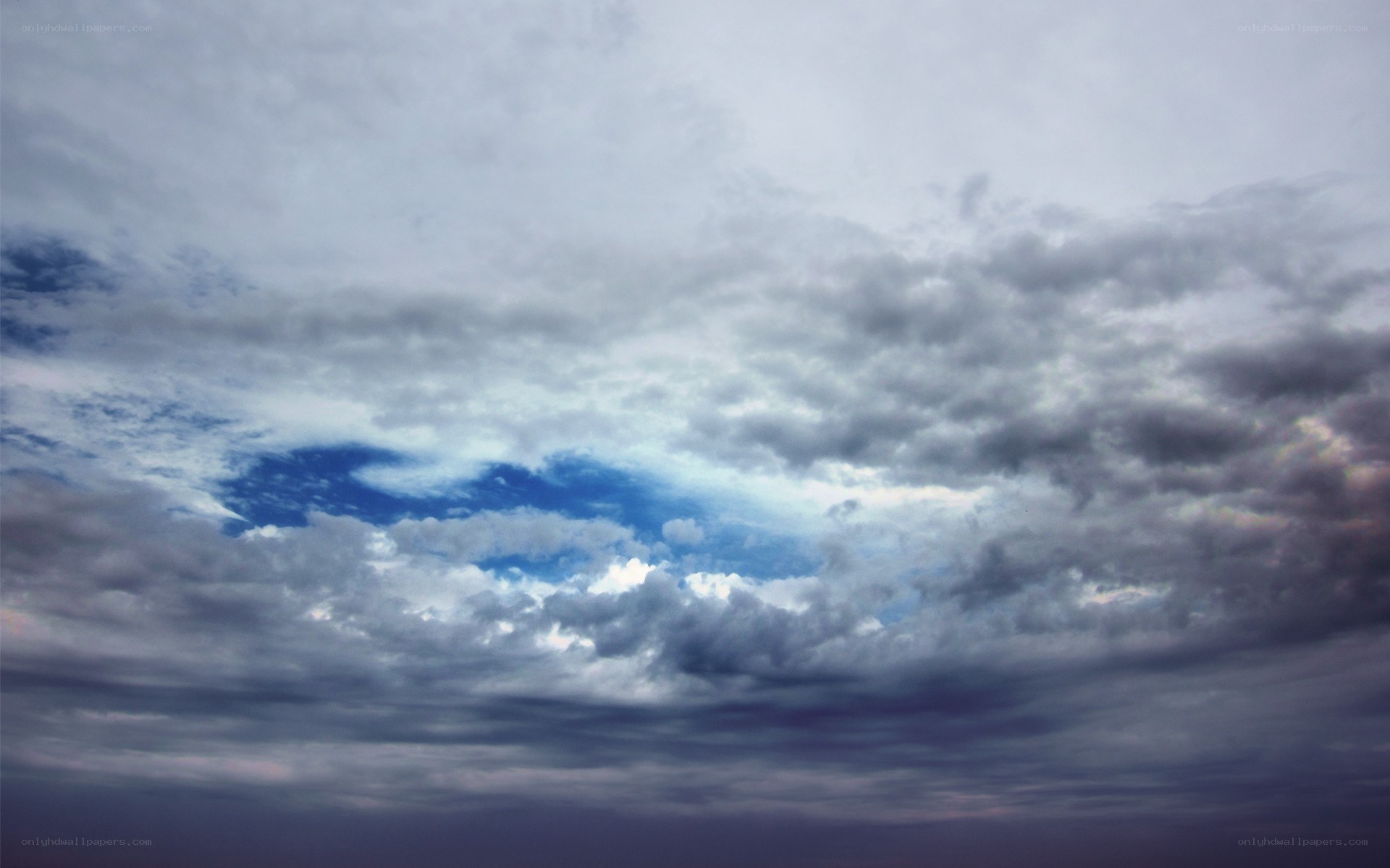 cloudy sky with blue patch