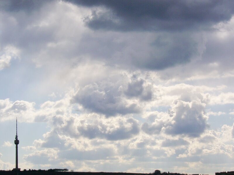 Cloudy sky with tower
