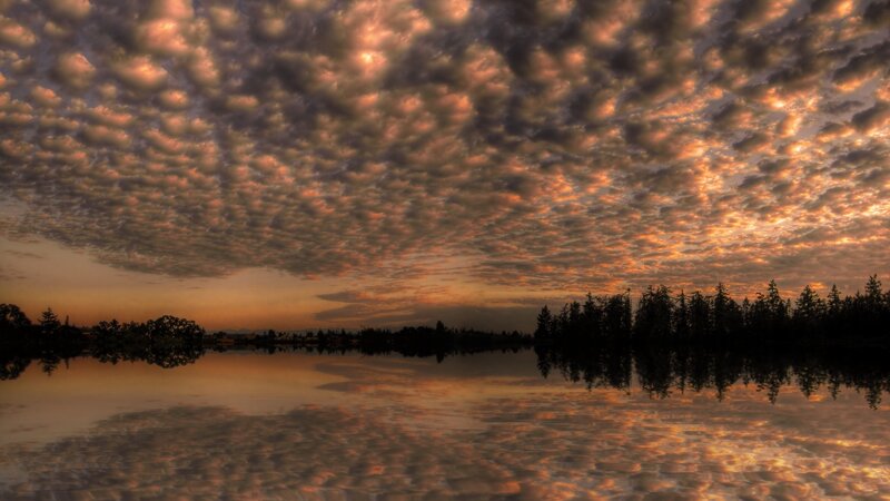 Cloudy Sunset over Lake