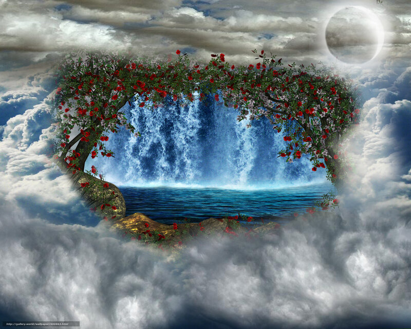 Cloudy waterfall garden