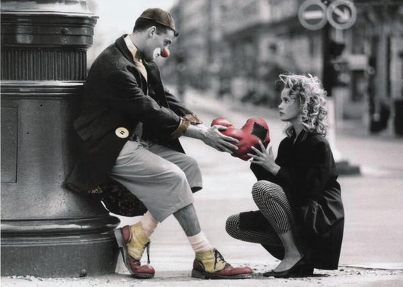 Clown and Woman on Street
