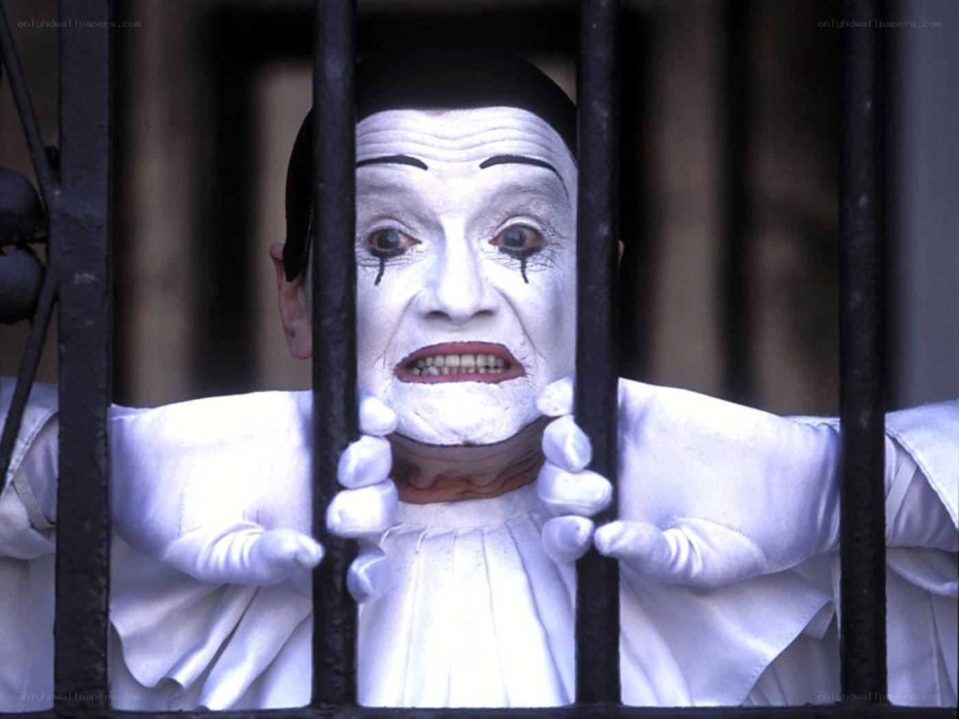 clown behind bars