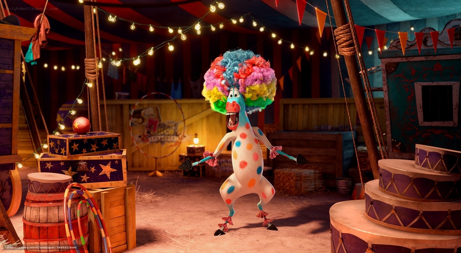 clown bird in circus tent